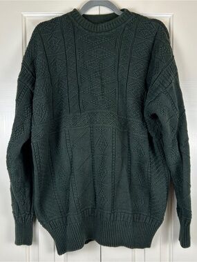 Vintage Structure Green Fisherman Knit Sweater